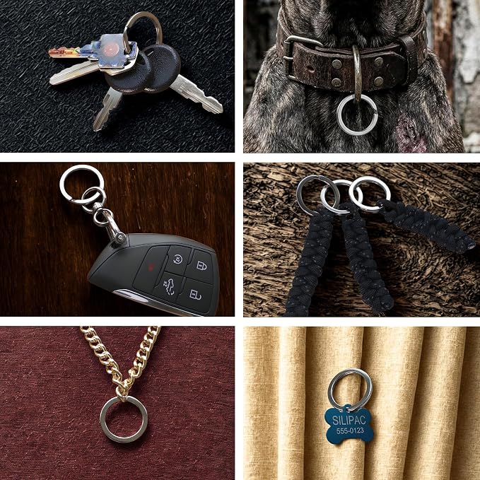 Heavy Duty Dog Tag & Key Rings 30mm 10 Pack – Nickel-Plated Iron Split Rings for Pet ID, Keys, Crafts & Lanyards