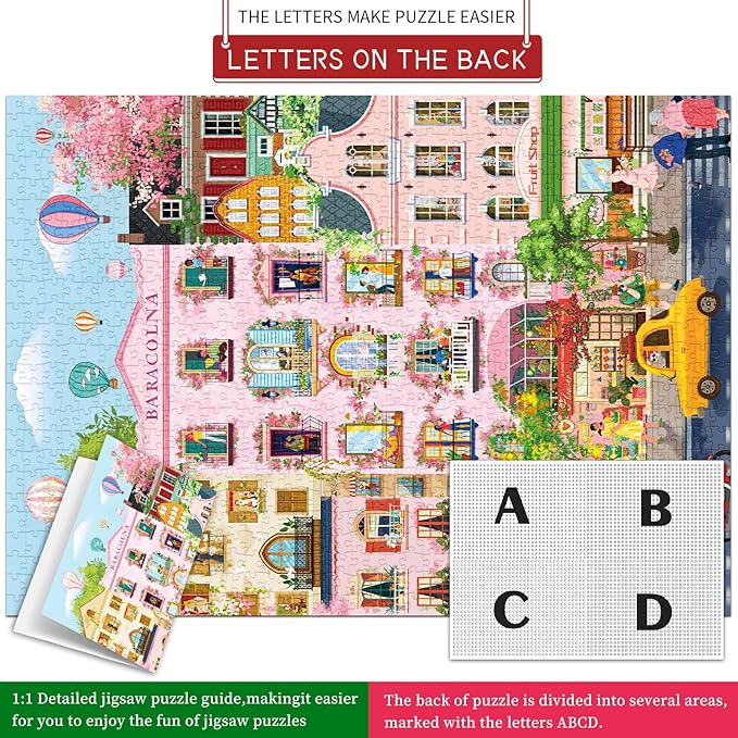 Romantic Street Scene Jigsaw Puzzles for Adults 1000 Pieces, Interlock Perfectly No Dust, Impossible Difficult Hard Fun 1000 Piece Jigsaw Puzzles for Adults-1:1 Poster