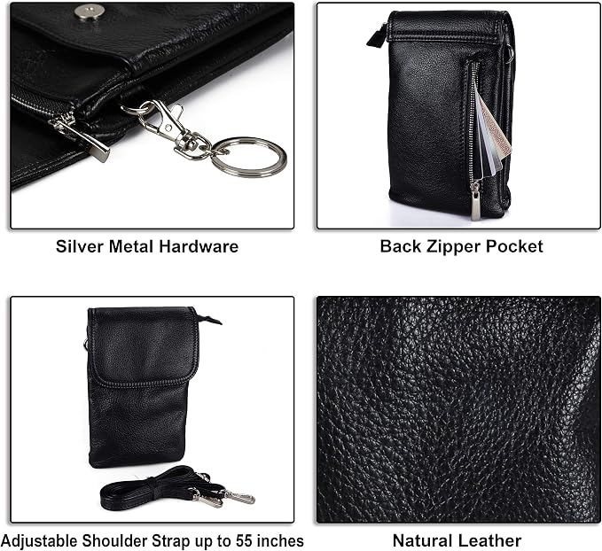 befen Genuine Leather Small Crossbody Bags for Women Cell Phone Travel Bag | Soft Real Leather, Adjustable Shoulder Strap, Card Slots, Compact Size, Daily Travel Shopping Outing Use, Phone Purse
