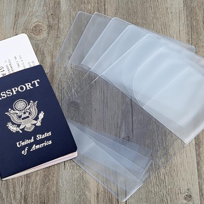Passport Covers Protector Case for Travel, Clear, 5 Pack | Plastic Vinyl, Passport Holder for Travel Men Wowen
