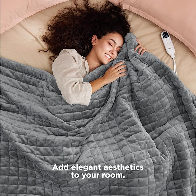Bedsure Electric Blanket Full Size - Quilted Heated Blanket Full, Soft Flannel Thick Heating Blanket with 10 Time Settings & 6 Heat Settings, Warm Gifts for Women Men (72x84 inches, Formal Gray)