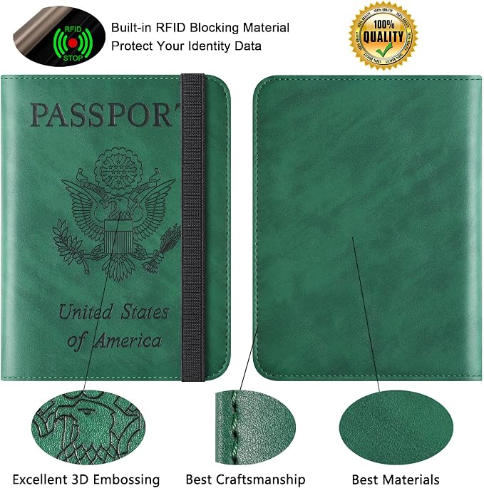 Passport Holder for Travel Essentials, RFID Passport Cover | Rfid Blocking Wallet, Synthetic Leather Case, Vacation Travel Accessories, For Women Men