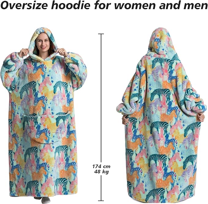 Blanket Hoodie, Long Hooded Blanket Sweatshirt as Birthday Gifts for Women Men, Long Wearable Blanket for Women Men.
