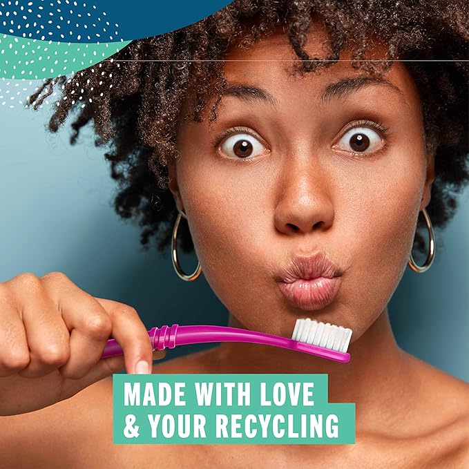 Preserve Eco Friendly Adult Toothbrushes, Made in The USA from Recycled Plastic, Lightweight Paper Packaging, Ultra Soft Bristles, Colors Vary, 3 Count