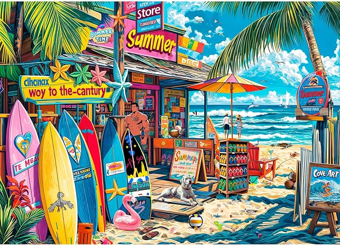 Puzzles for Adults 1000 Pieces,Coast Grocery Jigsaw Puzzle with 1:1 HD Poster, Perfect Interlocking No Dust, Stress Relief Ideal Gift for Family Games