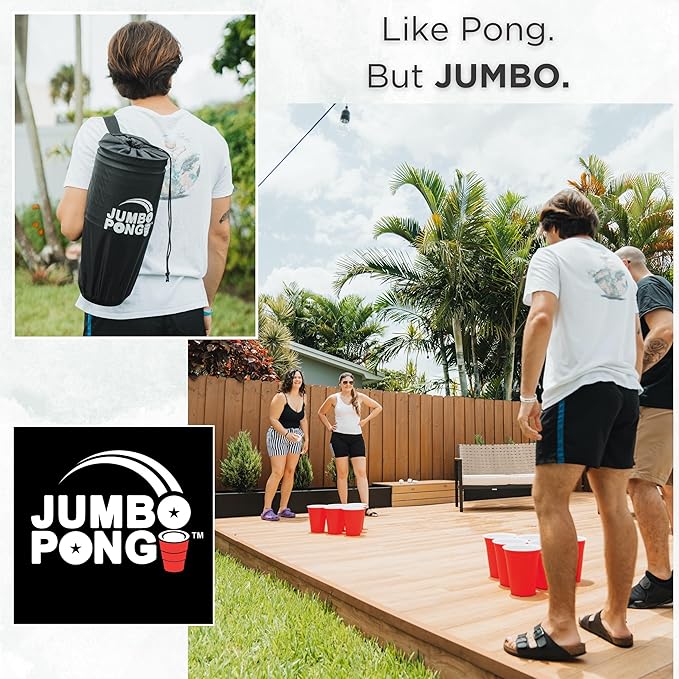 Giant Yard Pong Outdoor Games Yard Games Lawn, Beach, Camping, Tailgating or Backyard - Durable Giant Cups with Indoor/Outdoor Ball and Pump Included