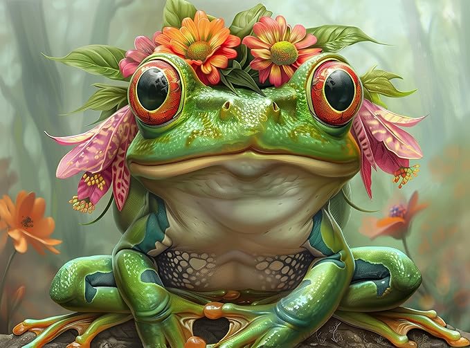 Adult Jigsaw Puzzle 1000 Piece Frog Prince | Cute Spirit Animal Frog Prince design; 20x27 inches. Great for game nights on a table, puzzleboard, or floor.