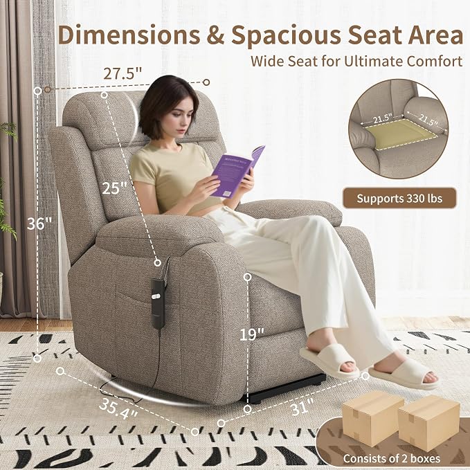 Power Lift Recliner Chair for Elderly with Remote Control - Heavy Duty 330 lbs Snowflake Velvet Fabric, Compact Electric Lift Chair for Seniors Small Spaces Living Room Bedroom
