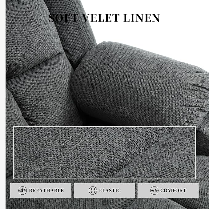 Power Lift Chair Recliners for Elderly with Heat and Massage, Recliner Chairs for Adults, Upgraded Fabric Recliner with USB & Type-C Charge Port, Cup Holders (Grey-O)