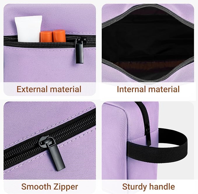 Elviros Travel Toiletry Bag for Women and Men,Lightweight Makeup Bag Hanging Dopp Kit with Shaving Compartment Cosmetic Organizer Small Tool Bag Travel Essentials,Gifts for Women(Lavender Purple)
