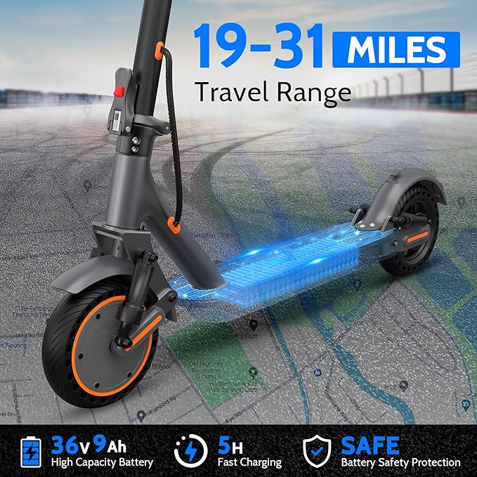 Maxshot Electric Scooter, 8.5" /10" /14" Tire, 16/19/22 Mph Top Speed, 12/16/21/27/28/49/50 Miles Long Range, Folding Escooter for Adults and Kids with Seat Bag, Dual Braking, Dual Suspension, App
