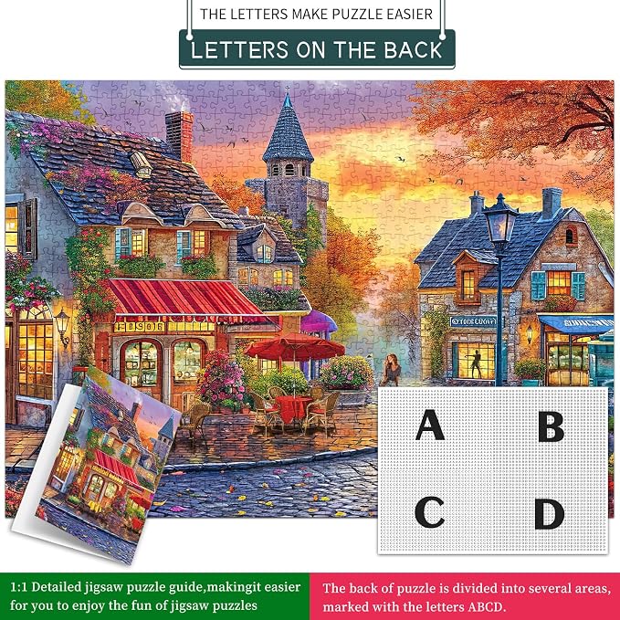 Puzzles for Adults 1000 Pieces,The Streets of Autumn Jigsaw Puzzle with 1:1 HD Poster, Perfect Interlocking No Dust, Stress Relief Ideal Gift for Family Games