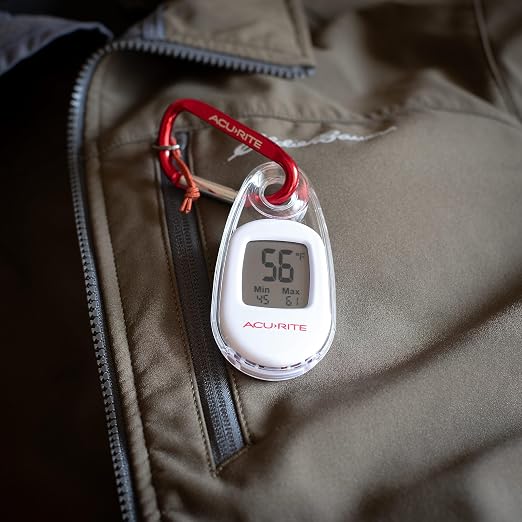 AcuRite Portable Digital Thermometer for Indoor or Outdoor Temperature with Carabiner Clip (00333)