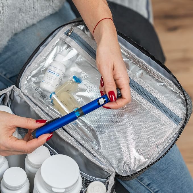 nursemaid Insulated Medication Organizer – Travel Case for Insulin & Medicine, Keeps Meds Cool, Includes ID Card & 7-Day Pill Organizer, Compact & Organized On the Go (Jet Black)