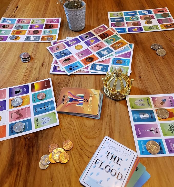 Bible Loteria Game - Christian Bingo - Easy Family-Friendly Party Games - Religious - Card Games for Adults, Large Group Games - Spanish Christian Game - 2-10 Players