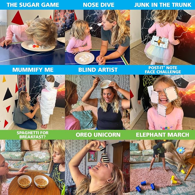 Funwares Minute of Fun Home Edition Card Game, 218 Challenges, 2-12 Players | Minute to Win It Style, Uses Your Own Household Items (Supplies Not Included), 109 Cards, 60-Second Challenges, Ages 8+