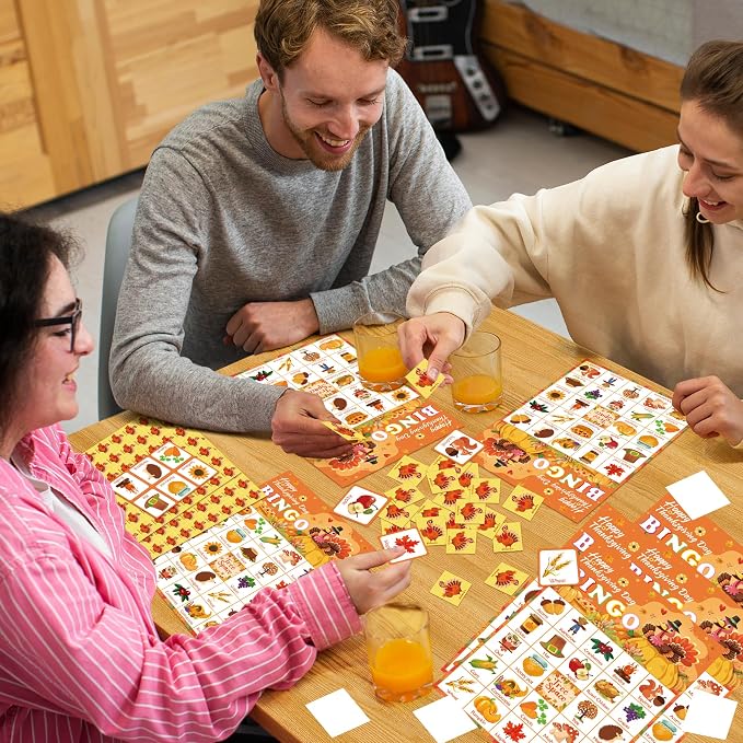 OHOME Thanksgiving Crafts for Kids | Thanksgiving Bingo Cards - 24 Players Thanksgiving Games - Thanksgiving Gifts Party Favors for Kids | Friendsgiving Activities Toys Party Supplies