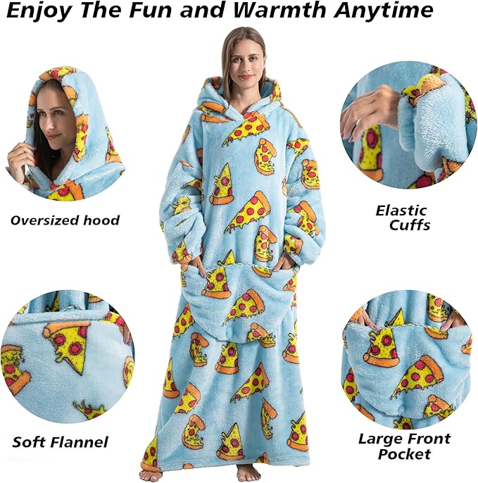 Blanket Hoodie, Long Hooded Blanket Sweatshirt as Birthday Gifts for Women Men, Long Wearable Blanket for Women Men.