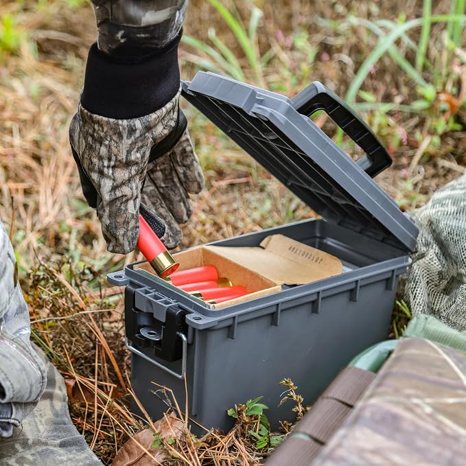 Sheffield Ammo Box Made in USA, Stackable Lockable Ammo Storage Box, Gray | 2 Pack Lockable Storage Box, Water & Dust Resistant Dry Box, Secures Hunting Gear, Gun Accessories, Supplies, Bullets