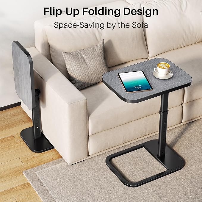 Adjustable Height TV Tray Table for Couch, Flip-Top Design | 19"-30" Height Range, 9-Position Lock System, Rounded Corners, Laptop Table, Snack Table, For Living Room & Bedroom