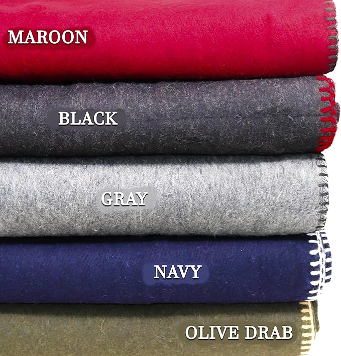 M MCGUIRE GEAR Heavy Duty Wool Blanket, Survival, Emergency, and First Aid Use – Mil-Spec, Fire Retardant, Durable Outdoor Wool Blankets for Camping. - Maroon, (64 x 90 inches)