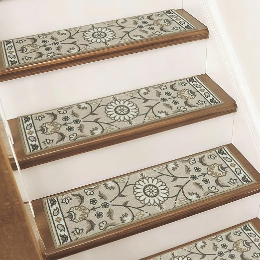 BEQHAUSE Stair Treads for Wooden Steps, 8"X30", 15pcs, Brown | Non-Slip Machine Washable Carpet Stair Treads, TPE Backing, 100% Polyester, Soft Indoor Stair Runner for Kids Elders and Pets