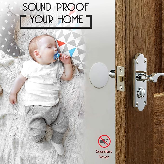Door Stoppers - Large 3.15" (4 Pack) - Door Stoppers for Wall with Strong Back Adhesive - Quiet and Shock Absorbent Silicone Wall Protectors from Door Knobs - Protects Every Surface - White