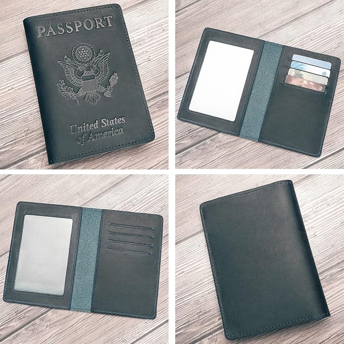Passport Wallets and Vaccine Card Holder Combo,RFID Blocking Genuine Leather Passport Holder Cover Case with CDC Vaccination Card Slot, Leather Travel Documents Organizer Protector for Women