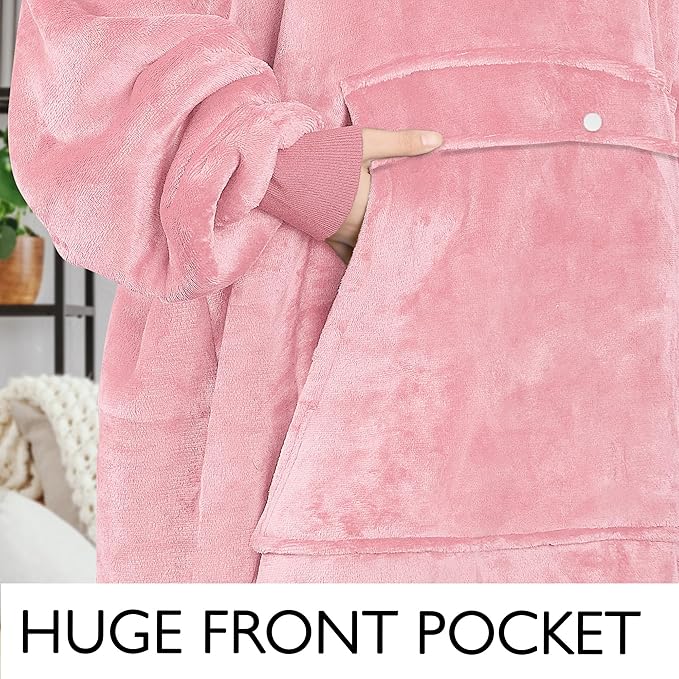 Catalonia Oversized Blanket Hoodie Sweatshirt, Wearable Sherpa Lounging Pullover for Adults Women Men