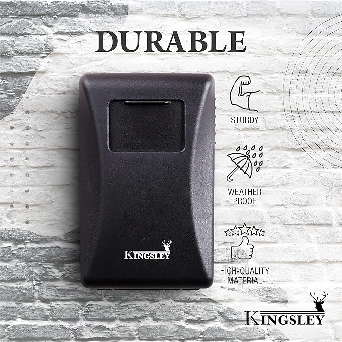 Kingsley Key Realtor Lock Box - Guard-a-Key, Secure Weatherproof Key Box Wall Mount for Indoors and Outdoors, 4 Digit Resettable Combination Code, Large Capacity for Storing Spare Keys