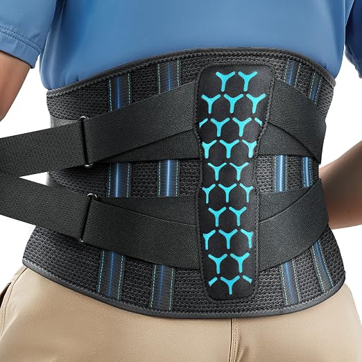 Rakiie Lumbar Back Brace with Removable Pad, Adjustable Lower Back Pain Relief Support for Men and Women, Comfortable Support Belt Ideal for Lower Back Pain, Sciatica, Scoliosis, Size XL (Waist: 45.3"-51.2")