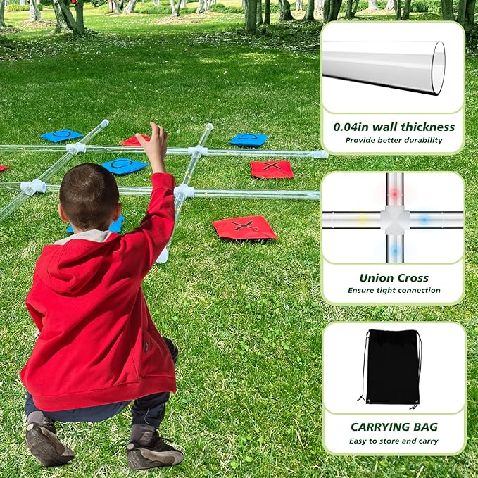 Outdoor Toss Games for Adult and Kids, Giant Tic Tac Toe Game with LED Light, Classical Board Yard Game Sandbag Game for Famlily, Party, Travel(4ft x 4ft)