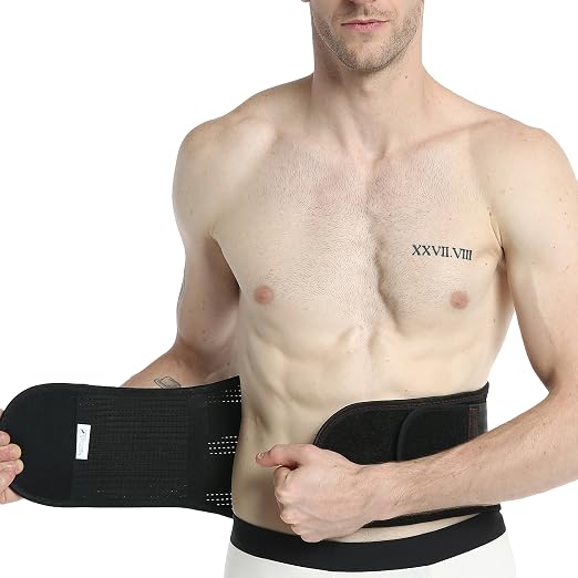 NeoTech Care Back Belt Support for Men or Women - Breathable & Adjustable Lower Back Brace - Double Pull Compression Straps (Black, Size XL)
