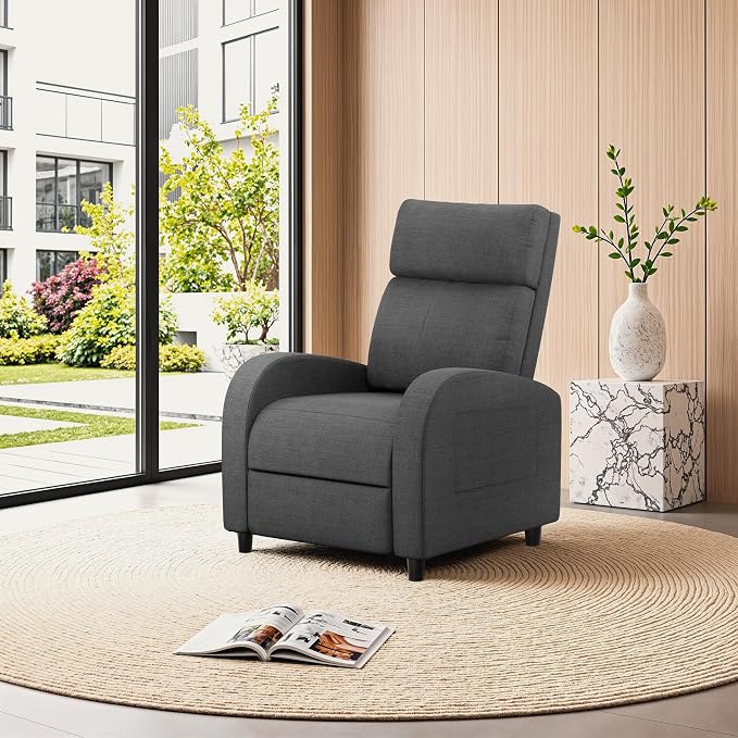 Homall Recliner Chair, Recliner Sofa Fabric for Adults Dark Grey Recliners | Massage Home Theater Seating with Lumbar Support, Reclining Sofa Chair for Living Room