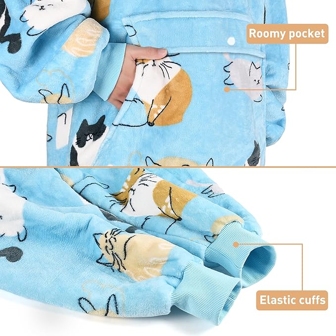 Catalonia Oversized Blanket Hoodie Sweatshirt, Wearable Sherpa Lounging Pullover for Adults Women Men