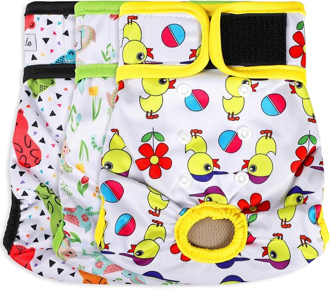 Washable Female Dog Diapers - Premium Reusable Diapers for Doggie in Heat - Highly Absorbent Dog Diapers Female for Pet Incontinence with Adjustable Snaps(Animals, XXL)