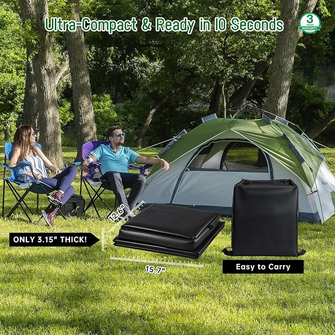 Panmout 16.5" XL Portable Toilet for Camping, Foldable Travel Toilet for Adults with Cushioned Seat, Heavy Duty 190lbs Capacity Commode for Car, Road Trip, Outdoor Emergency & Bedside Support