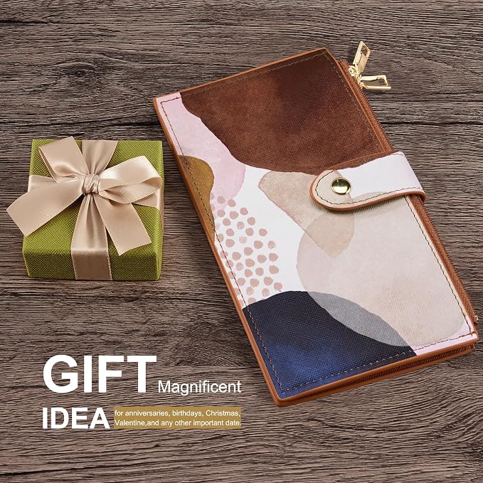 Travelambo RFID Wallet Women Large Size Bifold Multi Card Wallet Case with Zipper Pocke Credit Card Holder for Women