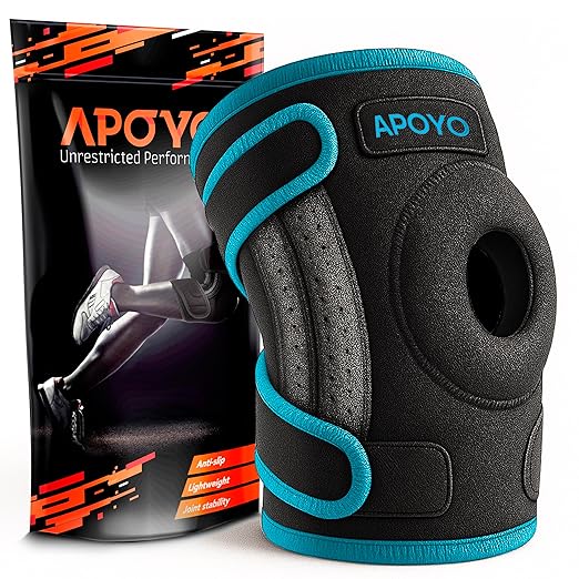 APOYO Knee Brace for Women & Men - Knee Compression Sleeve For Knee Pain Relief, Meniscus Tear, ACL, Arthritis, Joint Pain Relief, with Patella Gel Pad & Side Stabilizers (XX-Large) Blue