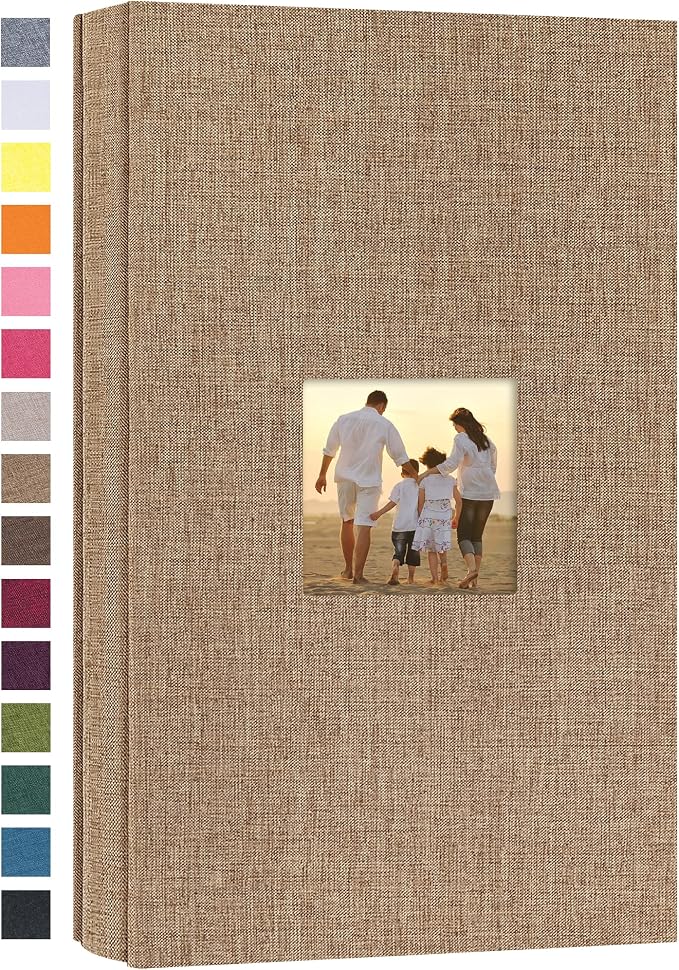 potricher Small Photo Album 4x6 300 Photos Linen Cover Picture Photo Book for Family Wedding Anniversary Baby Vacation (Khaki,300 Pockets)