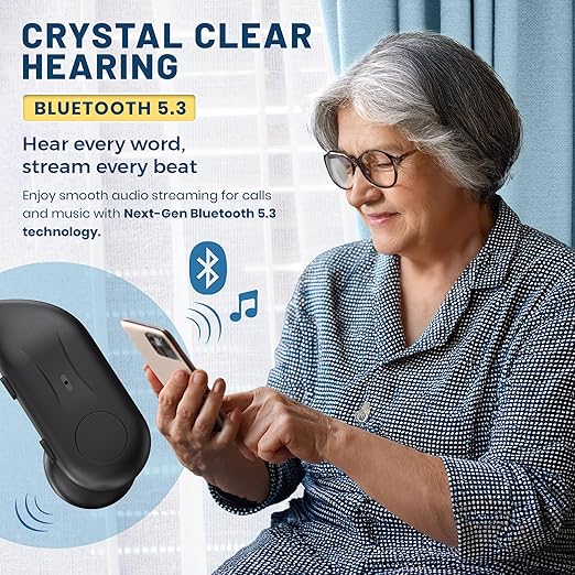 Rechargeable Bluetooth Hearing Aids for Seniors - Easy-to-Use Behind the Ear Sound Amplifier with Automatic Noise Cancelling - BTE Hearing Loss Aids for Adults Men & Women w/LED Charging Case