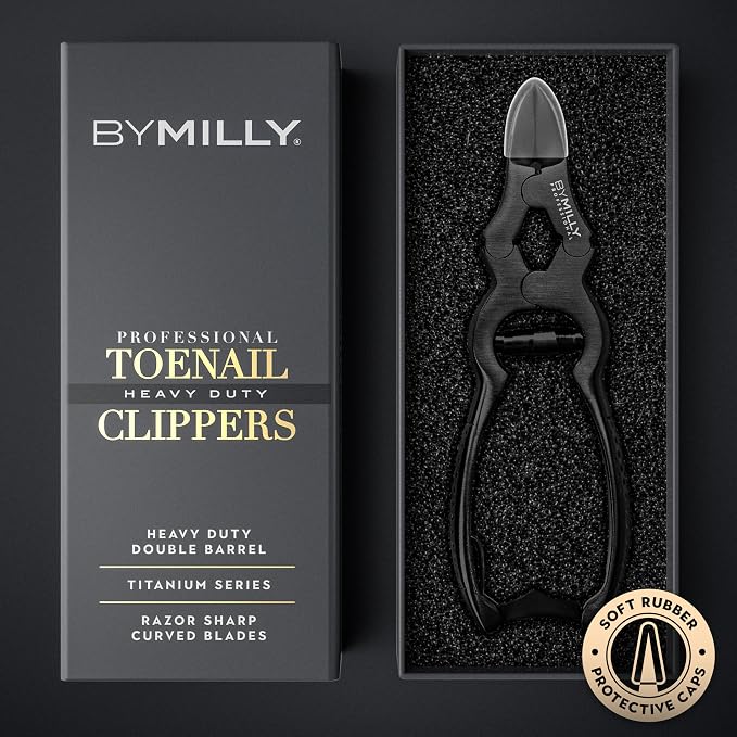 Titanium Series Toenail Clippers for Seniors & Podiatrist | Hammer Forged to Trim Thick or Hard Toenails | Heavy Duty Toenail Clippers for Thick Toenails (Titanium Black)