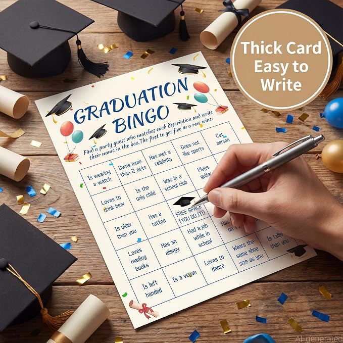 30PCS 2026 Graduation Party Game Cards, Graduation Bingo Game, Senior High School & College Graduation Party Favors-DH02