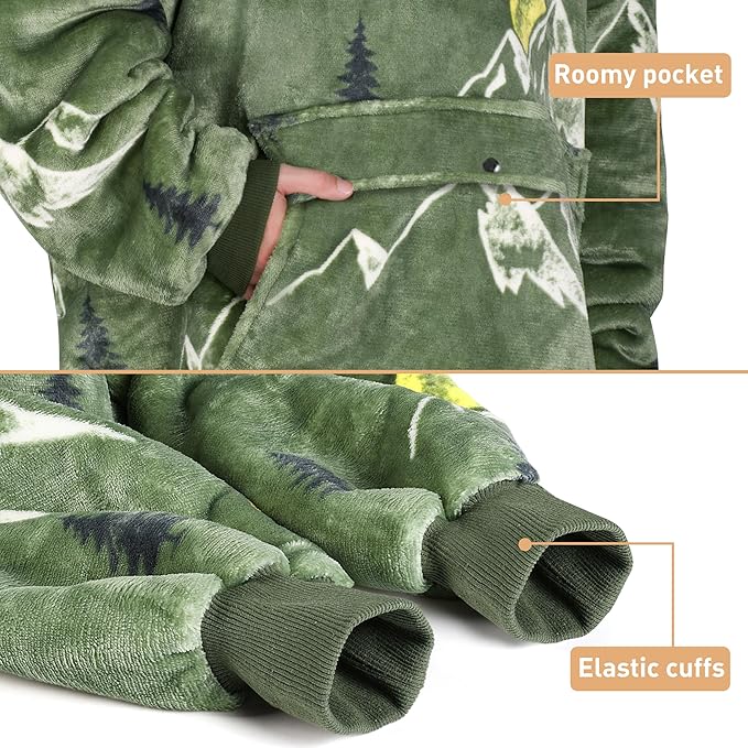 Catalonia Oversized Blanket Hoodie Sweatshirt, Wearable Sherpa Lounging Pullover for Adults Women Men