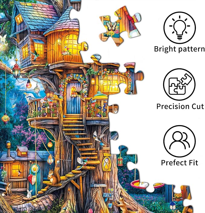 Puzzles for Adults 1000 Pieces, Elf Tree Jigsaw Puzzle with 1:1 HD Poster, Perfect Interlocking No Dust, Stress Relief Ideal Gift for Family Games