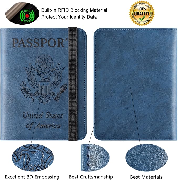Passport Holder for Travel Essentials, RFID Passport Cover | Rfid Blocking Wallet, Synthetic Leather Case, Vacation Travel Accessories, For Women Men
