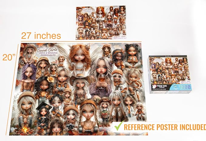 Adult Jigsaw Puzzle 1000 Piece Great Girls Collage | Features affirmations celebrating women with personality. Great for game nights on a table, puzzleboard, or floor.