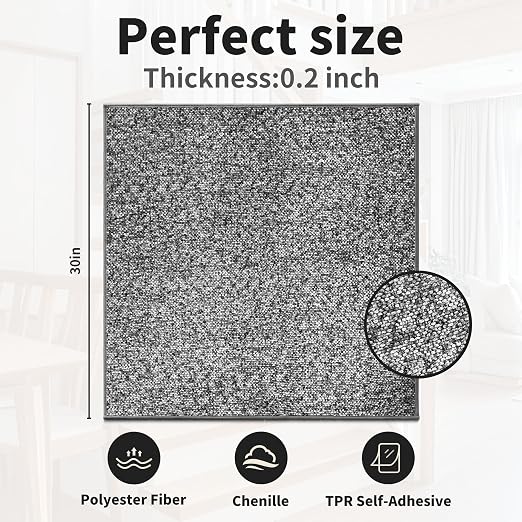 Non-Slip Carpet Stair Treads 1PCS, 30"x30" Peel and Stick Stair Runner for Wooden Steps Indoor, Washable Reusable Adhesive Backing, Pet-Friendly Safety Mats for Kids, Elders, Dogs