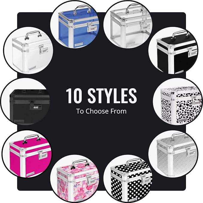 Vaultz Combination Lock Box - Secure Safe for Documents, Valuables, Medicine & Money - 10 x 7.25 x 7.75 Inch - Floral, Pink & Gray