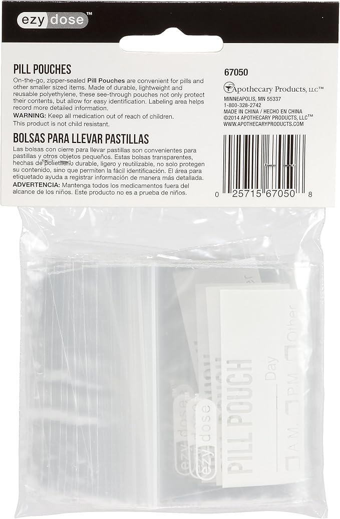 Ezy Dose Disposable Pill Pouches, Pill and Vitamin Storage, Clear, 50 Count (Pack of 2)